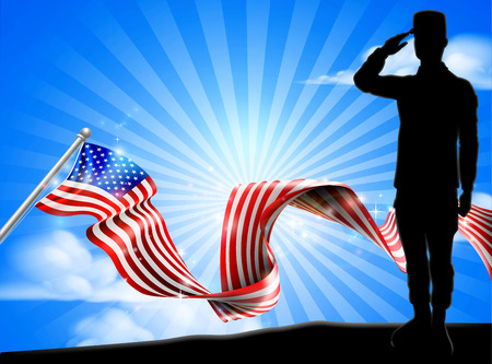 American Flag Soldier Saluting Backgroundのイラスト素材