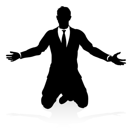 A high quality business person silhouette with reflectionのイラスト素材