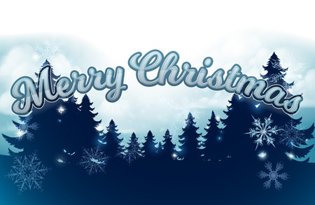 Merry Christmas Trees Snowflakes Winter Graphicのイラスト素材