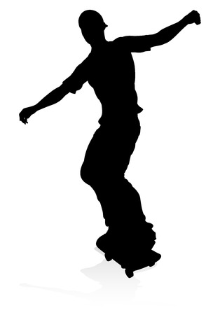 Very high quality and highly detailed skating skateboarder silhouetteのイラスト素材