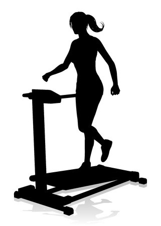 Gym Woman Silhouette Treadmill Running Machineのイラスト素材