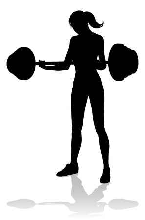 Gym Woman Silhouette Barbell Weightsのイラスト素材