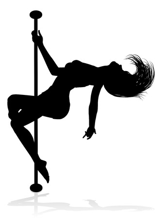 Pole Dancing Woman Silhouetteのイラスト素材