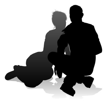 Young Couple People Silhouetteのイラスト素材