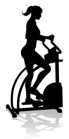 Gym Woman Silhouette Elliptical Cross Fit Machineのイラスト素材