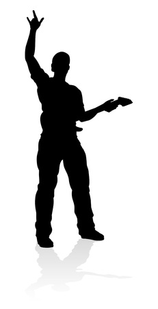 Musician Guitarist Silhouette vector illustrationのイラスト素材