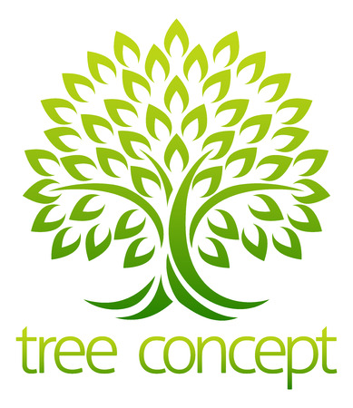Tree icon concept of a stylised tree with leaves, lends itself to being used with textのイラスト素材
