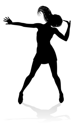 A woman dancer dancing in silhouetteのイラスト素材