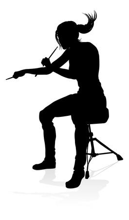 Musician Drummer Silhouetteのイラスト素材