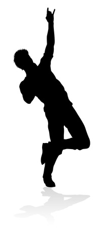 Singer Pop Country or Rock Star Silhouetteのイラスト素材