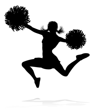 Detailed silhouette cheerleader holding pompomsのイラスト素材