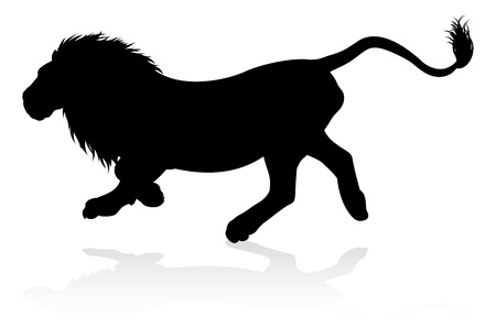 A male lion safari animal in silhouetteのイラスト素材