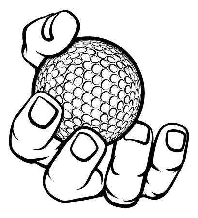 A strong hand holding a golf ball. Sports graphicのイラスト素材