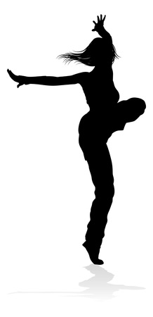 A woman street dance hip hop dancer in silhouetteのイラスト素材