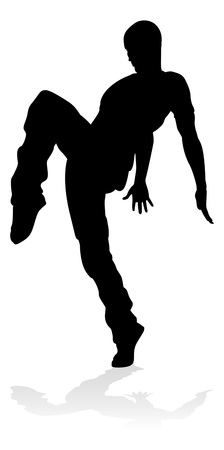 A male street dance hip hop dancer in silhouetteのイラスト素材