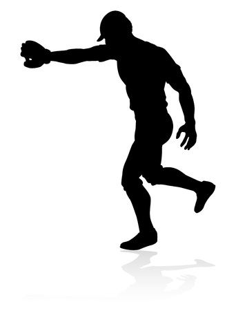 Baseball player in sports pose detailed silhouetteのイラスト素材