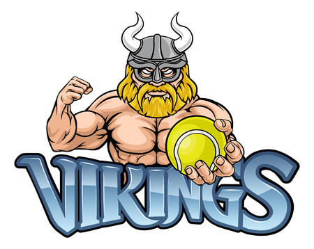 Viking Tennis Sports Mascotのイラスト素材