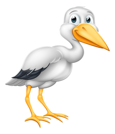 A stork or crane cartoon bird as in the pregnancy myth.のイラスト素材