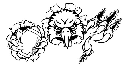 Eagle Football Cartoon Mascot Ripping Backgroundのイラスト素材