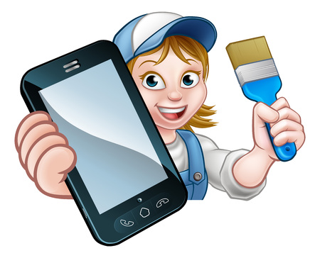 Painter Decorator Handyman Phone Conceptのイラスト素材