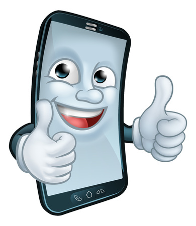 Mobile Phone Thumbs Up Cartoon Mascotのイラスト素材