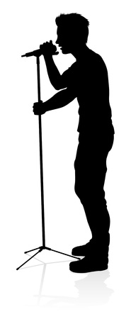 Singer Pop Country or Rock Star Silhouetteのイラスト素材