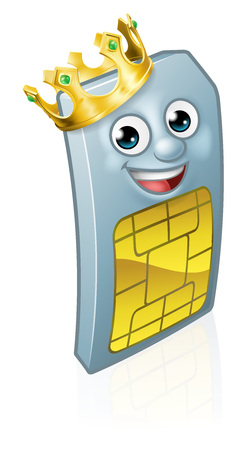 Sim Card King Mobile Phone Cartoon Mascotのイラスト素材