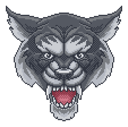 Wolf Pixel Art Arcade Game Cartoon Mascotのイラスト素材