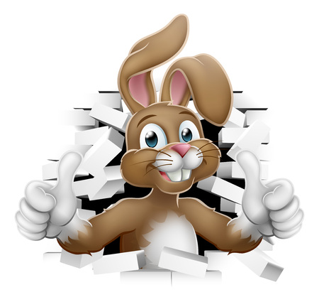 Easter Bunny Thumbs Up Coming Out of Backgroundのイラスト素材