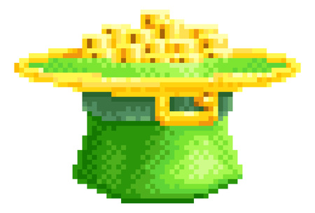 St Patricks Day Leprechaun Hat Pixel Art Iconのイラスト素材