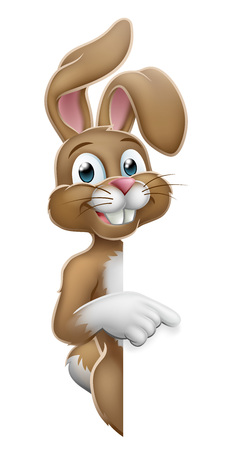 Easter Bunny Rabbit Pointing Cartoon at Signのイラスト素材