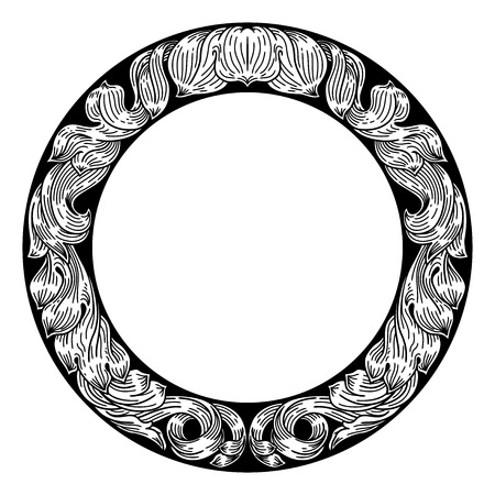 Frame laurel leaf filigree floral pattern motifのイラスト素材