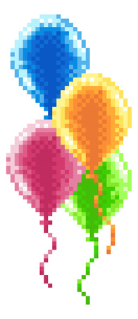 Pixel Art 8 Bit Arcade Video Game Balloonsのイラスト素材