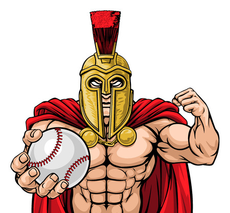 Spartan Trojan Baseball Sports Mascotのイラスト素材