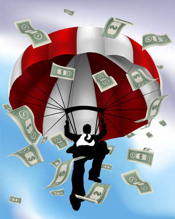 Parachuting Cash Silhouette Business Manのイラスト素材