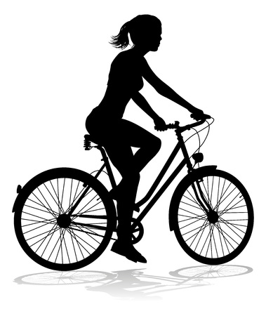 Woman Bike Cyclist Riding Bicycle Silhouetteのイラスト素材