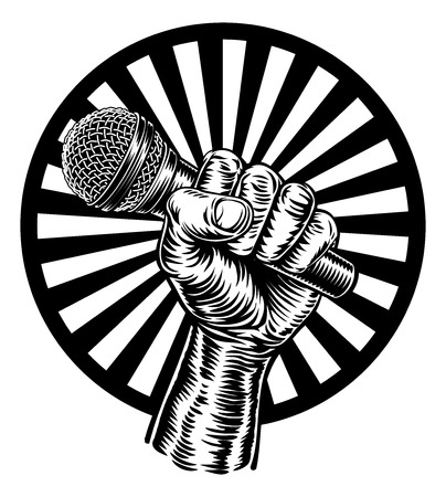 Hand Holding Microphoneのイラスト素材