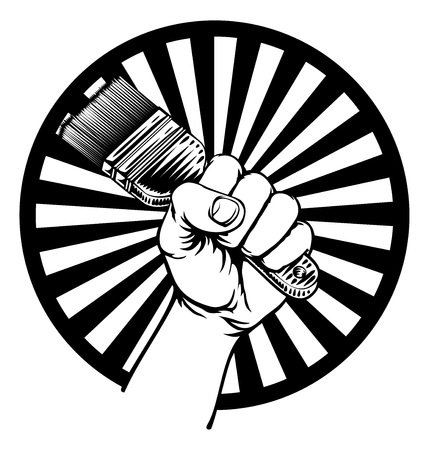Hand Holding Decorators Paintbrushのイラスト素材