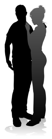 Young Couple People Silhouetteのイラスト素材