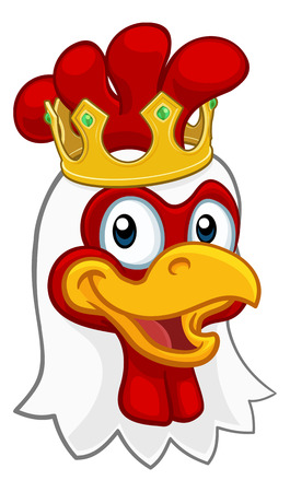 King Chicken Rooster Cockerel Bird Crown Cartoonのイラスト素材