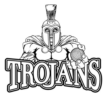 Spartan Trojan Golf Sports Mascotのイラスト素材