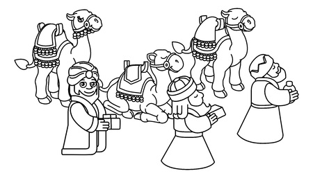 Wise Men Christmas Nativity Scene Cartoonのイラスト素材