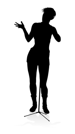 Singer Pop Country or Rock Star Silhouette Womanのイラスト素材