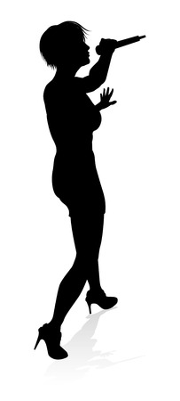 Singer Pop Country or Rock Star Silhouette Womanのイラスト素材