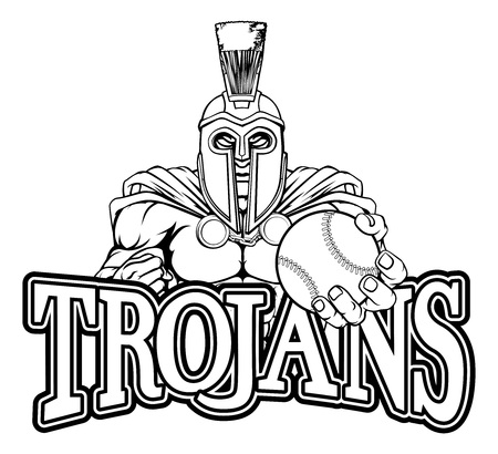 Spartan Trojan Baseball Sports Mascotのイラスト素材