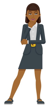 Business Woman Thinking Mascot Conceptのイラスト素材