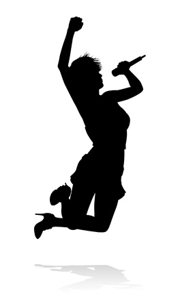 Singer Pop Country or Rock Star Silhouette Womanのイラスト素材