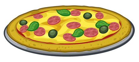 Cartoon Pizza Food Illustrationのイラスト素材
