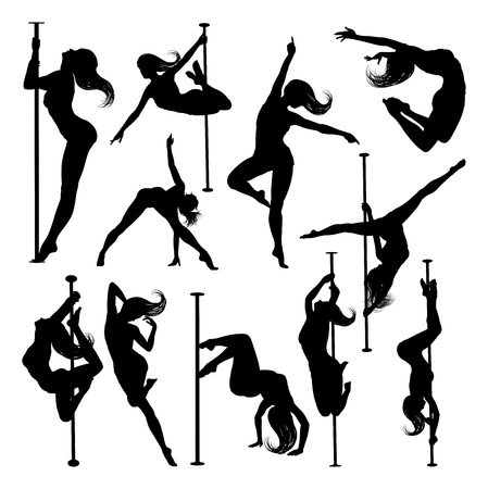 Pole Dancing Women Silhouettes Setのイラスト素材