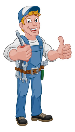 Electrician Cartoon Handyman Plumber Mechanicのイラスト素材